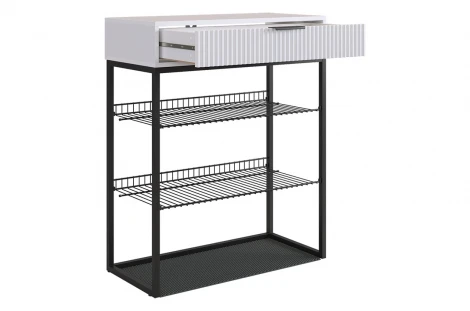 Обувница Вельвет Mebelson (ЛДСП,Металл/Светлое дерево,Белый,Черный) арт.173128,3323