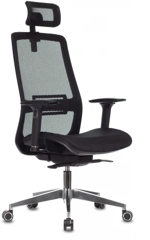 Кресло руководителя Бюрократ 821 черный сетка с подголов. крестовина алюминий