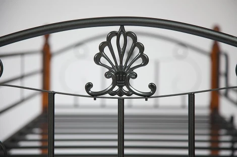 Кровать BOLERO двухярусная красный дуб/черный (дерево гевея/металл)