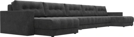 Диван П-образный с декором Лига-049 НПБ Мегалонг Лига Диванов (Велюр) арт.128530