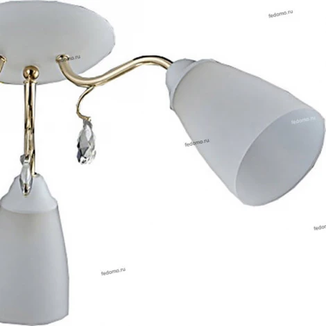 Люстра потолочная Toscom Tori, 3 плафона, белый с золотом и прозрачным