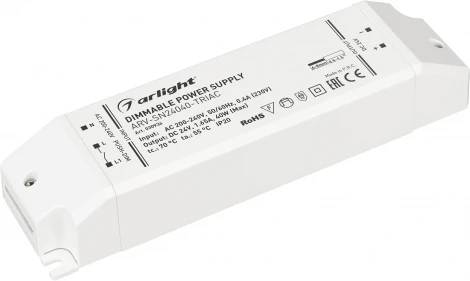 Блок питания ARV-SN24040-TRIAC (24V, 1.65A, 40W) (IP20 Пластик) 030934 Arlight ARV