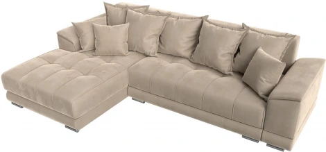Диван угловой НордСтар левый угол (Бежевый/Велюр) Лига Диванов арт.121105L