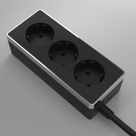 Удлинитель Gallant 3-х местный 3 м черный/хром W6523635 (a048487)