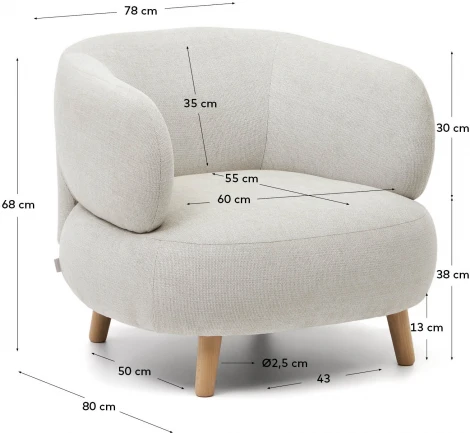 Luisa Кресло жемчужное с ножками из массива бука La Forma (ex Julia Grup) арт.177085