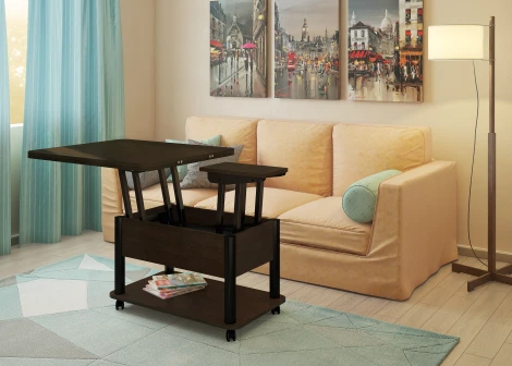 Стол-трансформер Дебют 3, Венге темный/Ножки черные, ГЗМИ