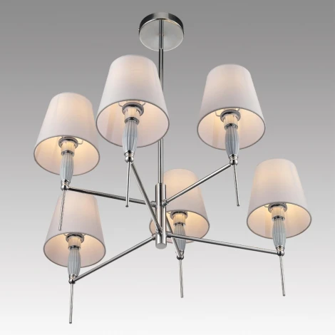 Потолочная люстра на штанге Lumion Karmen 8279/6 хром/серый, металл/керамика/текстиль Е14 6*40W 220V