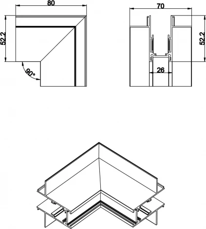 Внешний угол-соединитель для встраиваемого шинопровода Donolux SPACE-Track system Outter corner InB (48V)