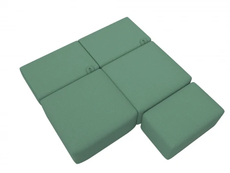 Диван прямой модульный с пуфом Лига-060 НПБ (ЛДСП,Брус,Фанера/Пластик/Рогожка/Зеленый) Лига Диванов 129678