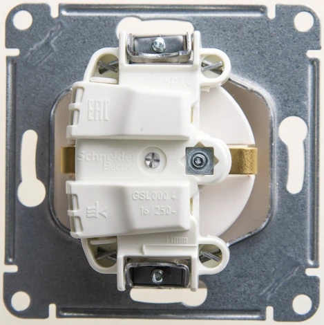 Розетка встраиваемая с заземлением и шторками (перламутровый) Systeme Electric Glossa GSL000645