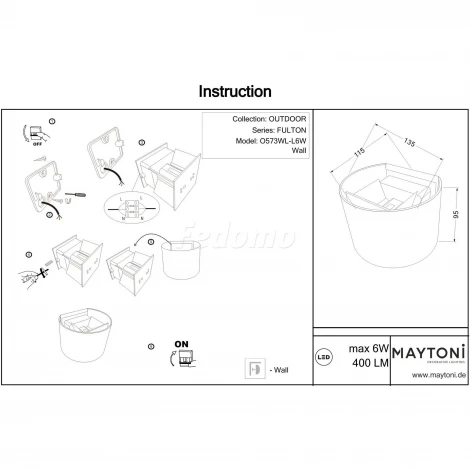 Настенный светильник уличный Maytoni Fulton O573WL-L6W