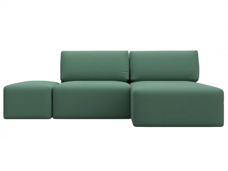 Диван угловой модульный с пуфом Лига-060 НПБ угол универсальный (ЛДСП,Брус,Фанера/Пластик/Рогожка/Зеленый) Лига Диванов 129702