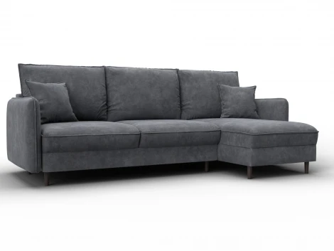 Диван угловой Лига-064 НПБ угол универсальный (ДСП/Дерево/Велюр/Темно-серый) Лига Диванов 129641