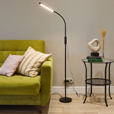 Торшер светодиодный, 10W, с регулировкой наклона, сенсорный выключатель, диммер, черный Uniel ULM-T619 10W/3000-6500K/DIM BLACK