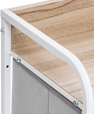 Комод Leset Ноа широкий, Каркас Белый, Светло-серый Leset (Искусственный лен/Светло-серый) арт.2500000183478