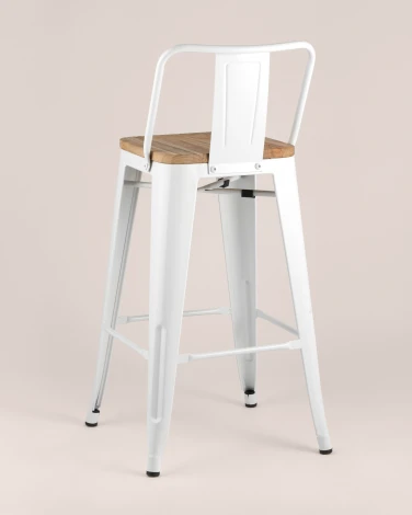 Стул полубарный Stool Group TOLIX WOOD со спинкой белый глянцевый УТ000001190