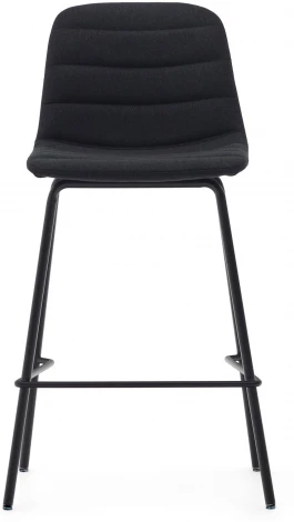 Полубарный стул Zunilda из черной синели и стали с матовой черной отделкой, высота сиденья 65 см. La Forma (ex Julia Grup) арт.166655
