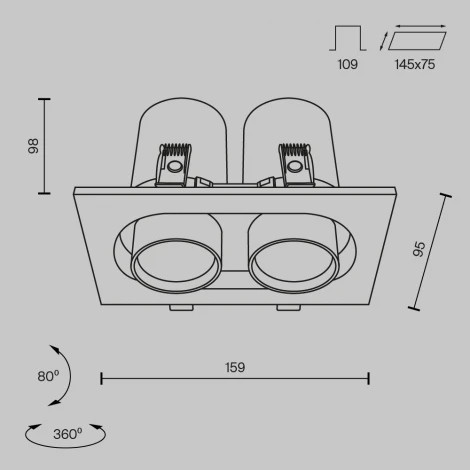 Встраиваемый светильник Hidden 3000K 2x10W 36° LED Maytoni Technical DL045-02-10W3K-B (220V)