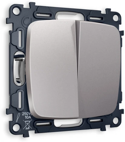 Комплект механизма Ambrella Volt 2-клавишного выключателя OMEGA MO503010 Сталь матовый QUANT