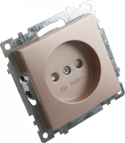 Розетка без заземления со шторками (шампань) Stekker Катрин 39595