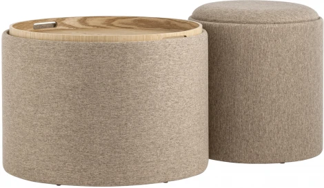Пуф-столик с ящиком Хюгге S рогожка бежевый УТ000035339
