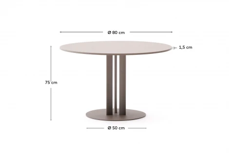 Уличный стол Sedalis из стали со столешницей из серо-коричневого алюминия Ø80 см арт.251577