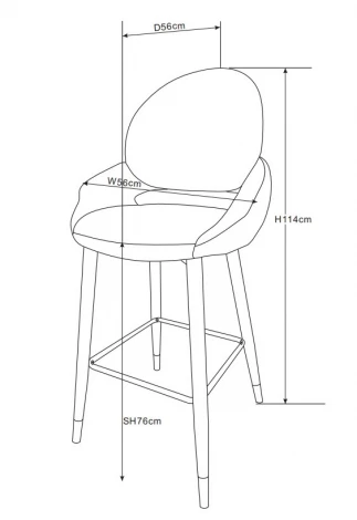 Стул барный IST-CASA Виола BS1241-WT, 55х46х105 см, белый крем/золото