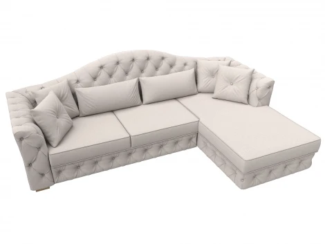 Диван угловой Артис правый угол (Брус,Рейка/Пластик/Замша/Бежевый) Лига Диванов 128042