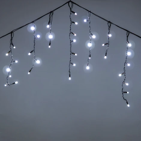 Гирлянда Бахрома 3,1 x 0,5 м белая 24В, 120 LED, провод черный каучук, IP65 Laitcom LL120-1-1W