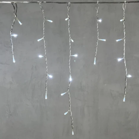 Гирлянда Бахрома 3,1 x 0,5 м белая 24В, 150 LED, провод прозрачный  ПВХ, IP54 Laitcom PIL150-10-1W