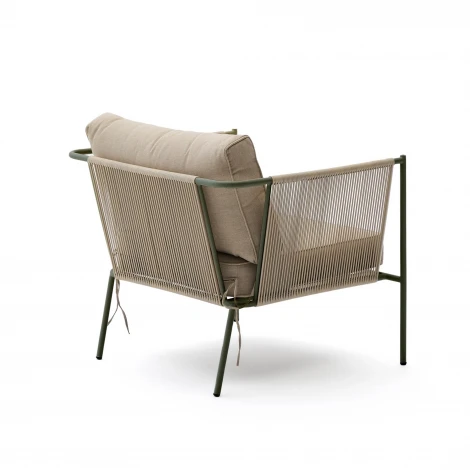 Уличное кресло Zivia из веревки цвета экрю и стали зеленого цвета арт.254522