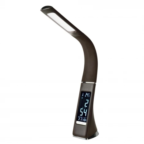 Офисная настольная лампа с термометром Uniel TLD-542 Brown/LED/300Lm/5000K/Dimmer (220V, диммер, сенсорный выключатель)