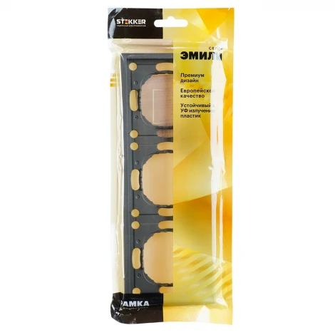 Рамка на 3 поста (антрацит, soft touch) Stekker Эмили 49938