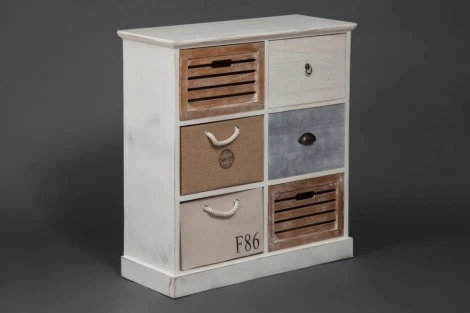 Тумба с 6 ящиками Secret De Maison MARITIME 6 ( mod. HX16-006NS ) butter white/navy design (дерево павловния, мдф)