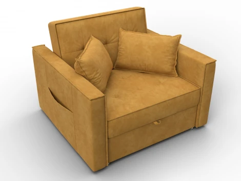 Кресло-кровать Лига-104 (80) (ЛДСП,Брус,Фанера,Велюр/Желтый) Лига Диванов 134847