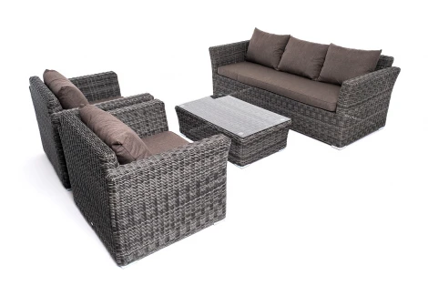 Лаунж-зона из искусственного ротанга, цвет графит 4SIS Капучино KS3C2T-4-SET graphite
