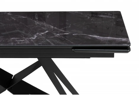 Кухонный стол Notta Блэкберн 140(200)х80 черный мрамор / черный