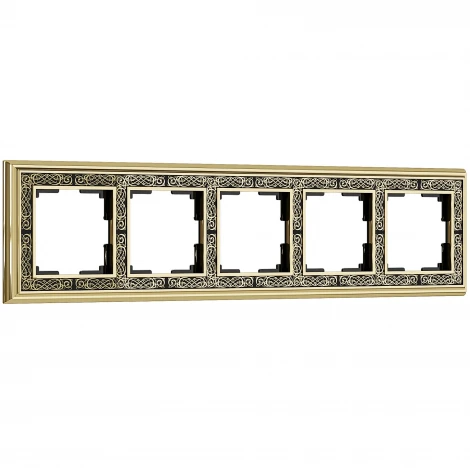 Рамка на 5 постов (золото/черный) W0051430 (a051323)