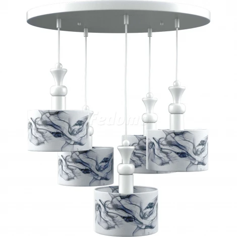 Люстра подвесная Lamp4you, 5 плафонов, белый с синим