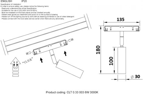 Трековый светильник магнитный Crystal Lux SPACE CLT 0.33 003 6W BL 3000K (LED, 48V)