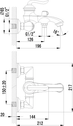 Смеситель Lemark Brava LM4712G для ванны с душем
