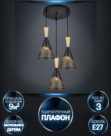 Подвесной светильник Wedo Light Adrien WD3603/3P-BK