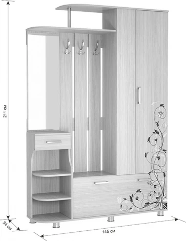 Прихожая Барселона-2, цвет белый рамух Mebelson (арт.PR-0017.1747)