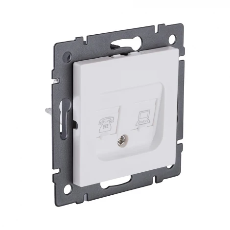 Розетка двойная RJ11 + RJ45 белый матовый Kollinger REA-011WM для Aspekt, Eleganz, Reflex