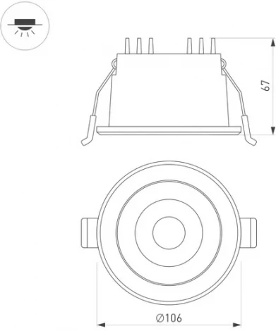 Встраиваемый точечный светильник светодиодный MS-ALORA-BUILT-R106-9W Day4000-MIX (BK, 60 deg, TRIAC) (Arlight, IP54 Пластик) 048084 (220V)
