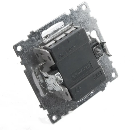 Выключатель одноклавишный (серебро) Stekker Катрин 39575