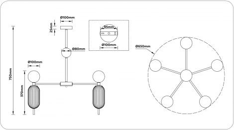 Потолочная люстра на штанге Ambrella High Light LH53104 (220V, шарики)