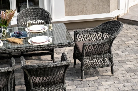 "Амароне" обеденная группа из искусственного ротанга на 6 персон, цвет графит 4SIS арт.УТ-00007688