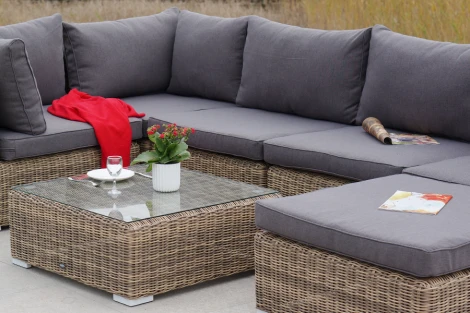 Трансформирующаяся лаунж-зона из искусственного ротанга, цвет соломенный 4SIS Лунго LS5O1T1-7-SET