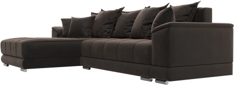 Диван угловой НордСтар левый угол (Коричневый/Велюр) Лига Диванов арт.121109L